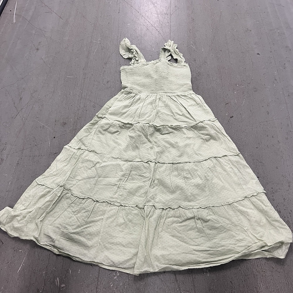 J. Crew Women's‎ XS Blue Green Tiered Smocked Dress Ruffle Straps Summer Casual